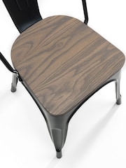 Julian Bowen Mocha Elm Black Grafton Metal Chairs Set Of 4 - Image 6 of 6