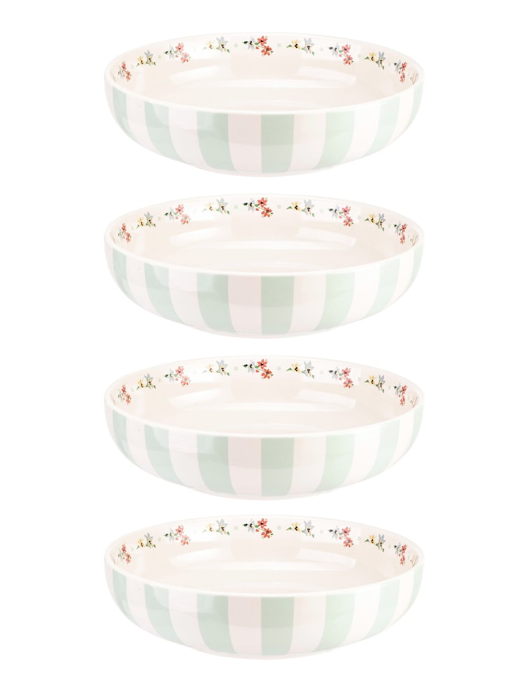 Cath Kidston Sage Feels Like Home Set of 4 Pasta Bowls - Image 2 of 5 Cath Kidston Sage Feels Like Home Set of 4 Pasta Bowls - Image 2 of 5