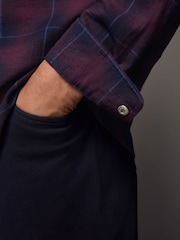 Red/Navy Blue Check Long Sleeve 100% Cotton Oxford Shirt - Image 4 of 9