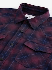Red/Navy Blue Check Long Sleeve 100% Cotton Oxford Shirt - Image 7 of 9