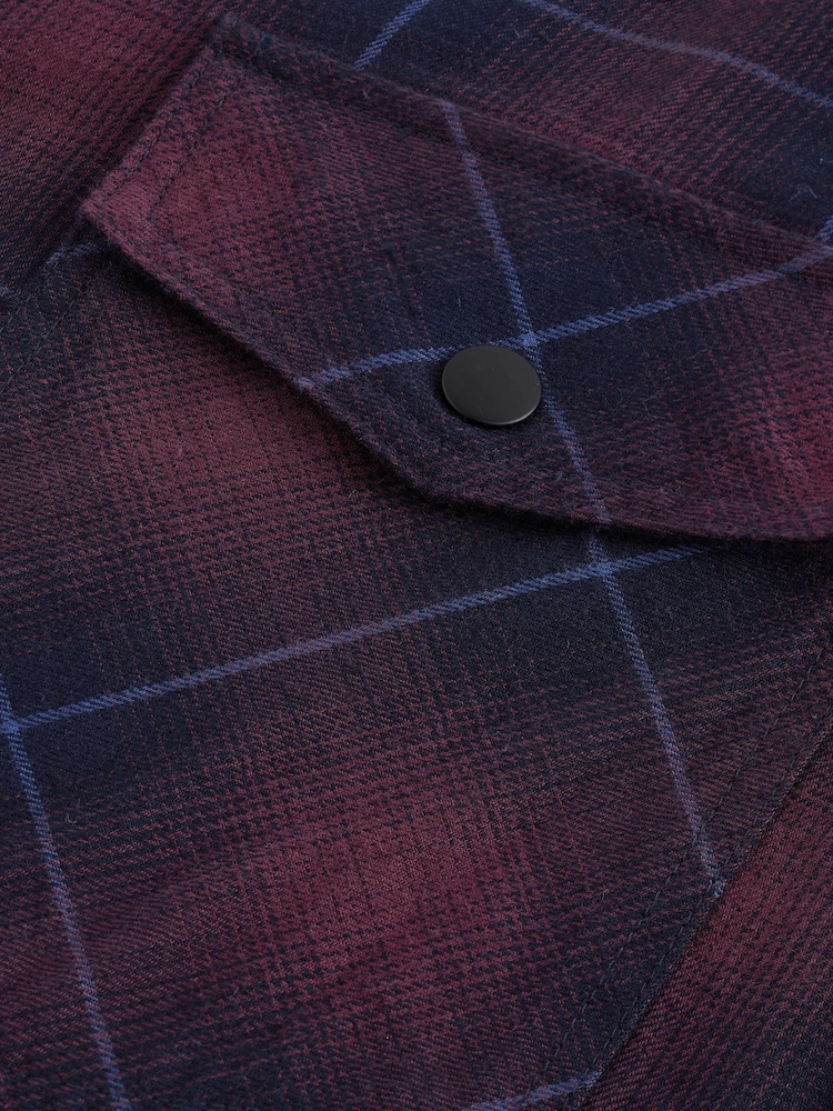 Red/Navy Blue Check Long Sleeve 100% Cotton Oxford Shirt - Image 9 of 9