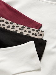 The Set Black/Cream/Berry Red/Leopard Print 4 Pack Rib Square Neck Long Sleeve T-Shirts - Image 15 of 15