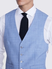 MOSS Sky Blue Slim Fit Marl Waistcoat - Image 3 of 3