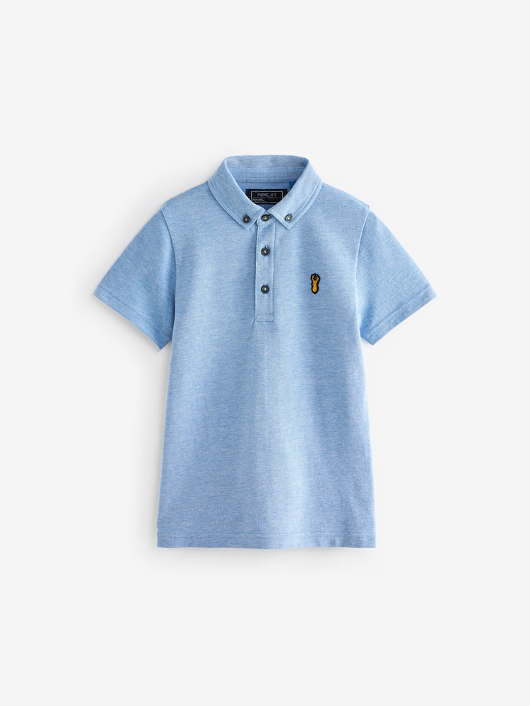 Blue Marl Short Sleeve Polo Shirt (3-16yrs) - Image 1 of 3