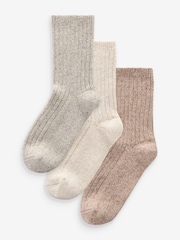 Neutral Thermal Wool Blend Ankle Socks 3 Pack With Silk - Image 1 of 4