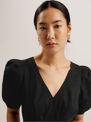 Ted Baker Black Ledra Puff Sleeve Midi Dress - Image 2 of 5