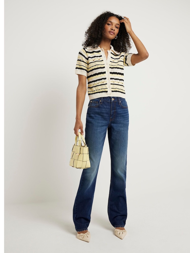 River Island Blue High Rise Slim Straight Jeans - Image 1 of 4