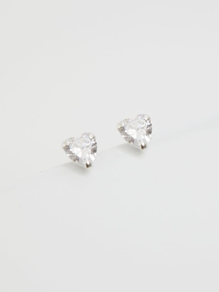 Simply Silver Silver Cubic Zirconia Heart Stud Earrings - Image 2 of 4 Simply Silver Silver Cubic Zirconia Heart Stud Earrings - Image 2 of 4