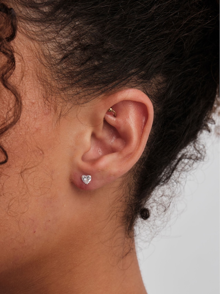 Simply Silver Silver Cubic Zirconia Heart Stud Earrings - Image 4 of 4 Simply Silver Silver Cubic Zirconia Heart Stud Earrings - Image 4 of 4