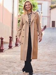 Sosandar Natural Belted Longline Trench Coat With Hood - Image 3 of 5
