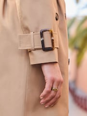 Sosandar Natural Belted Longline Trench Coat With Hood - Image 5 of 5