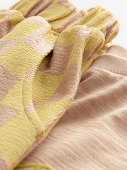 Yellow Checkerboard Short Sleeve T-Shirt And Wide Leg 100% Cotton Trousers (3mths-7yrs) - Image 8 of 8