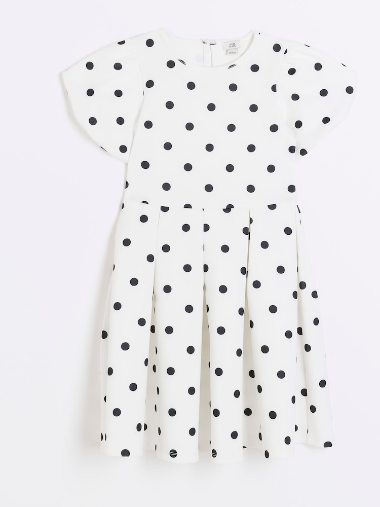River Island White Girls Polka Dot Dress - Image 1 of 3