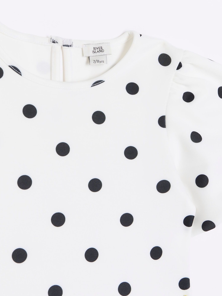 River Island White Girls Polka Dot Dress - Image 2 of 3