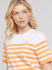 U.S. Polo Assn. Orange Womens Regular Fit Stripe 100% Cotton T-Shirt - Image 2 of 8