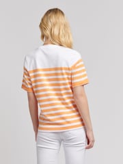 U.S. Polo Assn. Orange Womens Regular Fit Stripe 100% Cotton T-Shirt - Image 4 of 8