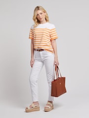 U.S. Polo Assn. Orange Womens Regular Fit Stripe 100% Cotton T-Shirt - Image 5 of 8