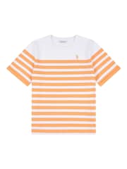 U.S. Polo Assn. Orange Womens Regular Fit Stripe 100% Cotton T-Shirt - Image 6 of 8