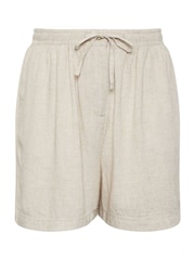 Yours Curve Natural Y Natural Brown Linen Shorts - Image 5 of 5