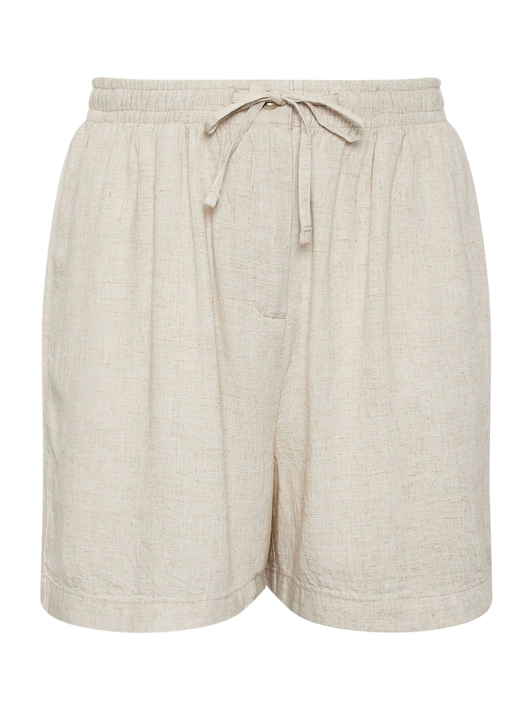 Yours Curve Natural Y Natural Brown Linen Shorts - Image 5 of 5