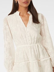 Forever New White Ivana Trim Detail Mini Dress With A Touch of Linen - Image 2 of 5