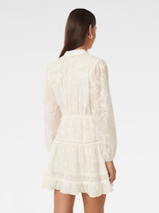 Forever New White Ivana Trim Detail Mini Dress With A Touch of Linen - Image 4 of 5
