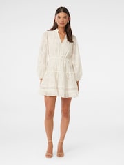 Forever New White Ivana Trim Detail Mini Dress With A Touch of Linen - Image 5 of 5