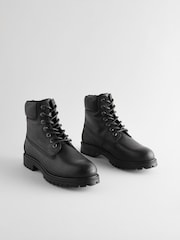 Black Leather Lace-Up Boots - Image 1 of 6