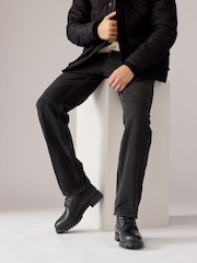 Black Leather Lace-Up Boots - Image 2 of 6