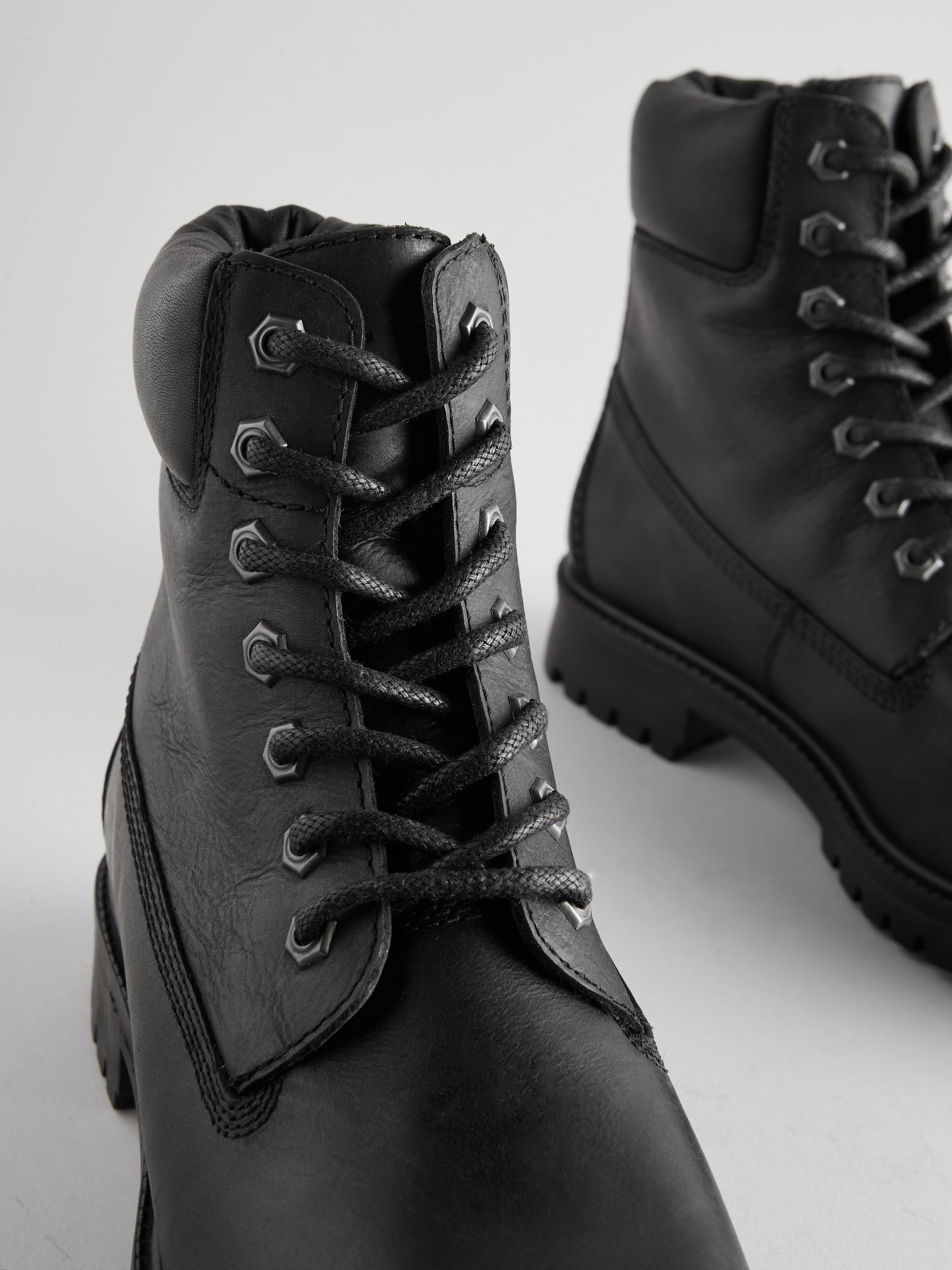 Buy Black Leather Lace-Up Boots from the Next UK online shop
