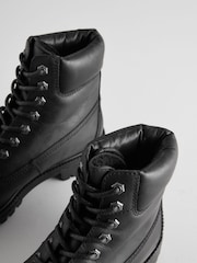 Black Leather Lace-Up Boots - Image 5 of 6