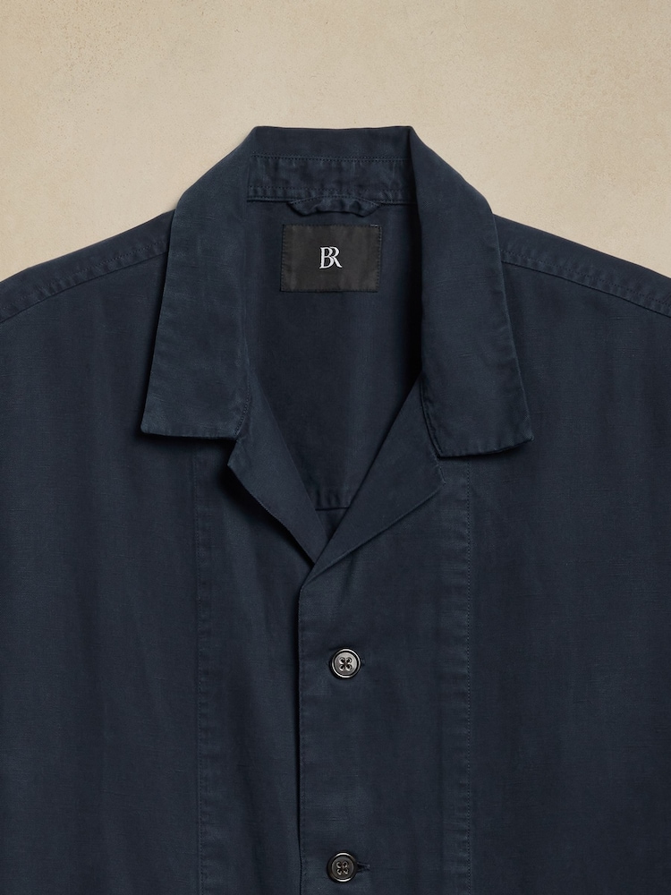 Banana Republic Blue Tencel-Linen Shirt Jacket - Image 2 of 3