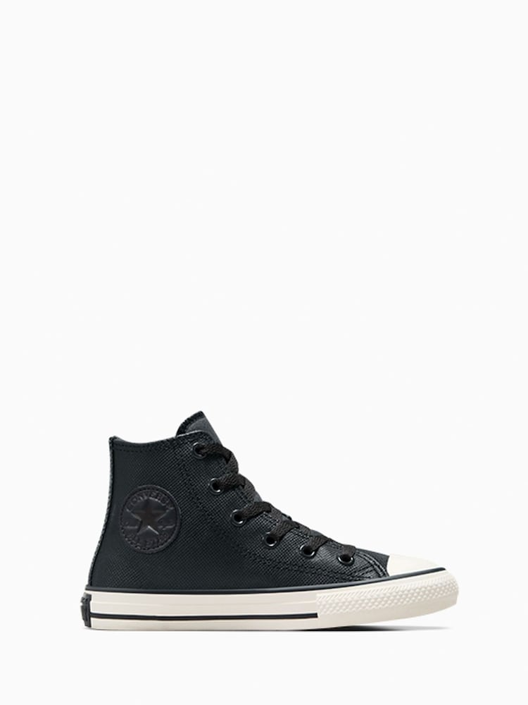 Converse Black Chuck Taylor TecTuff Leather Junior Trainers - Image 1 of 1 Converse Black Chuck Taylor TecTuff Leather Junior Trainers - Image 1 of 1