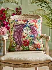 Joe Browns Gold Peacock Plumage Reversible Cushion - Image 1 of 6