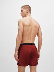 BOSS Brown Contrast-logo Swim Shorts In Recycled Material - Image 2 of 4