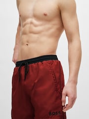 BOSS Brown Contrast-logo Swim Shorts In Recycled Material - Image 3 of 4
