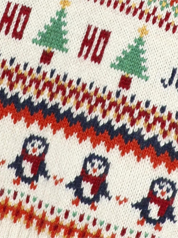 JoJo Maman Bébé Ecru Knitted Christmas Festive Friends Fair Isle Jumper - Image 3 of 11