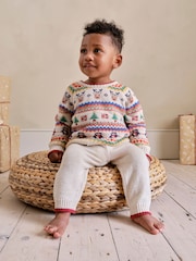 JoJo Maman Bébé pleten božični praznični prijatelji fairisle pulover - Slika 7 iz 11