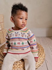 JoJo Maman Bébé pleten božični praznični prijatelji fairisle pulover - Slika 8 iz 11