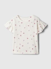 Gap White Ladybug Print Short Flutter Sleeve Crew Neck T-Shirt (3mths-5yrs) - Image 1 of 1