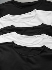 The Set White/Black Short Sleeve 5 Pack Fitted Crew Neck T-Shirts - Image 4 of 5
