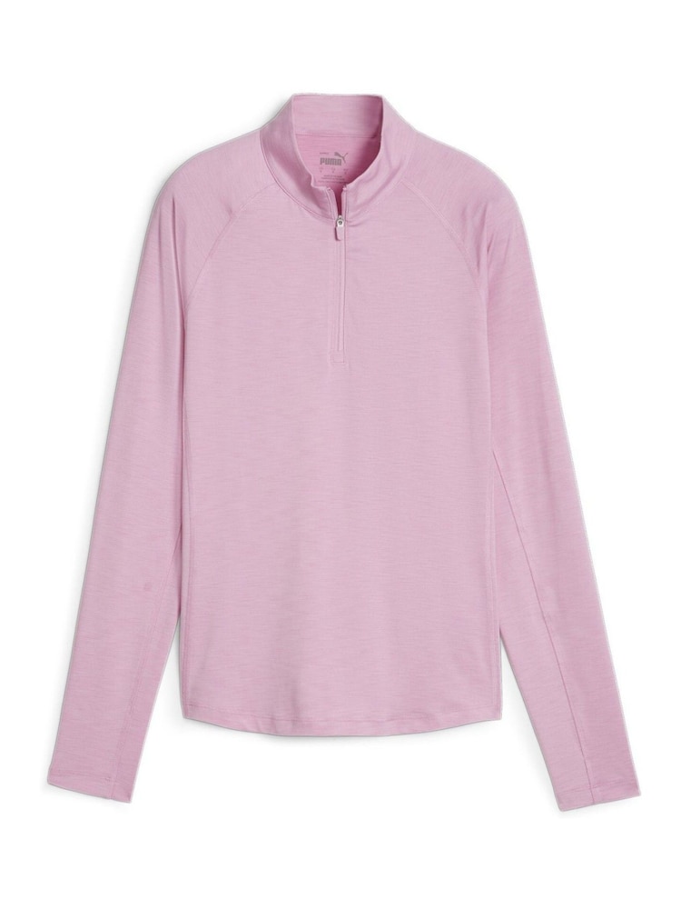 Puma Pink You-V Solid Womens Golf 1/4 Zip Pullover Jumper - Image 1 of 2