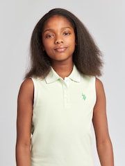 فستان بولو للبنات بلا أكمام ومخطط من U.S. Polo Assn. - Image 4 of 7