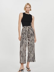 Mango Black Bow Printed Trousers - Image 1 of 6