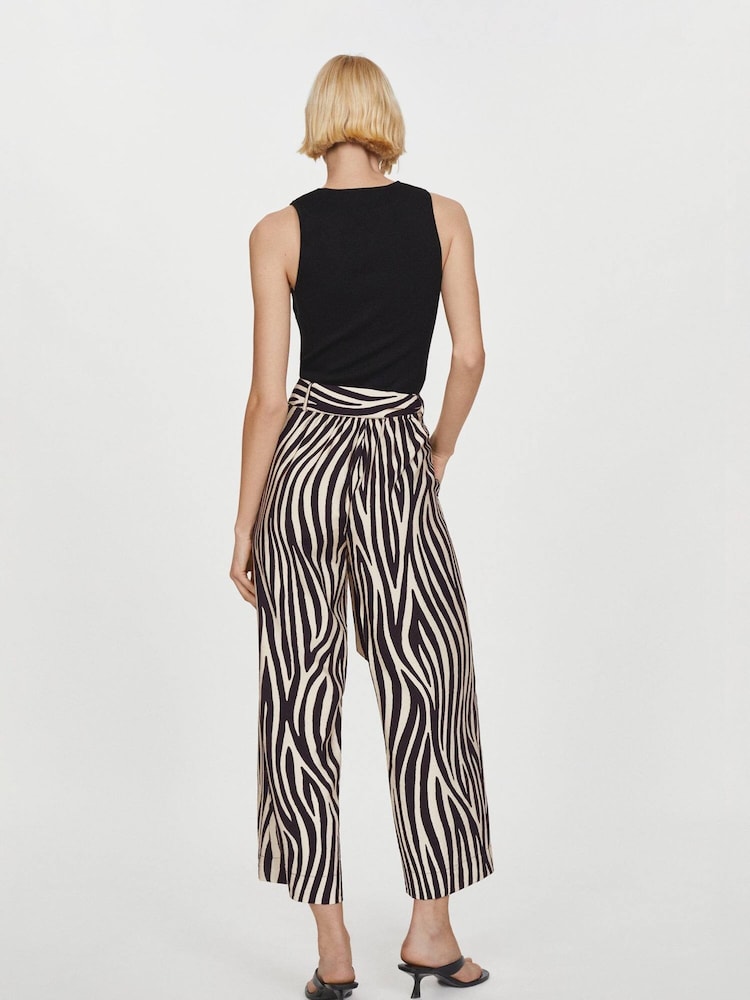 Mango Black Bow Printed Trousers - Image 2 of 6