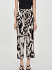 Mango Black Bow Printed Trousers - Image 4 of 6