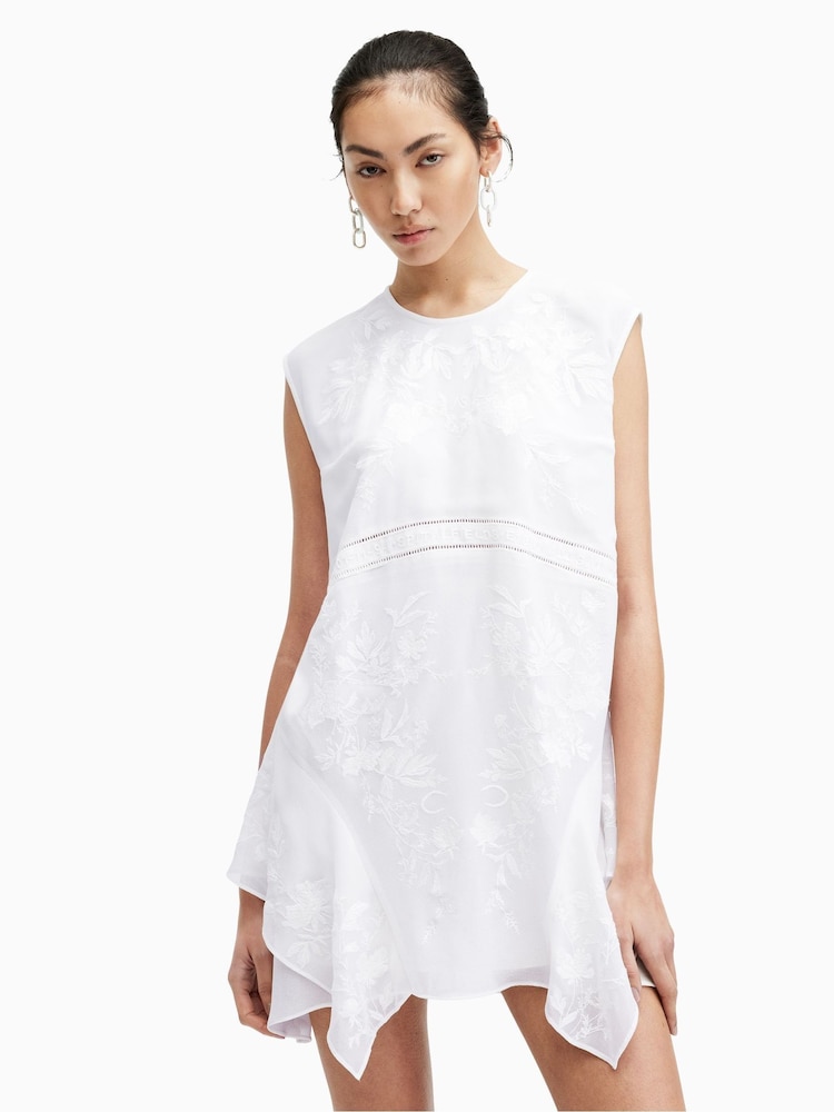 AllSaints White Audrina Emb Dress - Image 2 of 7