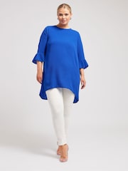 Yours Curve Blue Flute Sleeve Tunic - Image 1 of 5