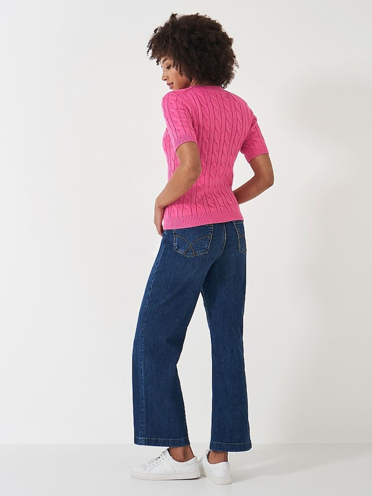 Crew Clothing Short Sleeve Cable Knit Jumper - Image 2 of 4 Crew Clothing Short Sleeve Cable Knit Jumper - Image 2 of 4