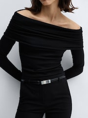 Mango Black Off-The-Shoulder Knitted Sweater - Image 1 of 6